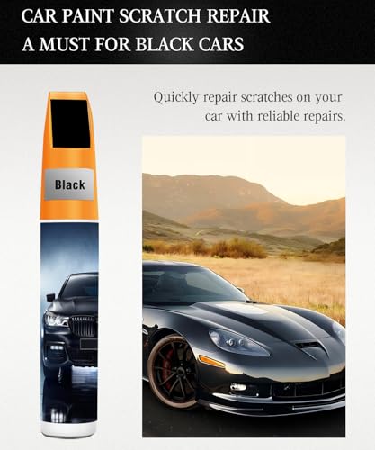 Black Touch Up Paint For Cars, 2-In-1 Car Paint Pen, Car Rim Touch Up Paint, Fix Minor Scratches, Fast-Dry Automotive Touch-Up Paint (0.4oz/12ml, Gloss Black)