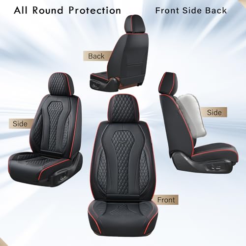 Coverado Seat Covers, Car Seat Covers Front Seats, Black Car Seat Cover, Waterproof Automotive Seat Covers, Seat Cushion, Front Car Seat Covers Leatherette Car Seat Protector Universal Fit Most Cars - color: Black&Red line, size: FrontPair