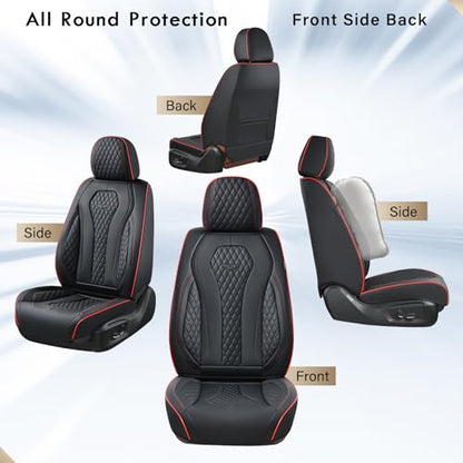 Coverado Seat Covers, Car Seat Covers Front Seats, Black Car Seat Cover, Waterproof Automotive Seat Covers, Seat Cushion, Front Car Seat Covers Leatherette Car Seat Protector Universal Fit Most Cars - color: Black&Red line, size: FrontPair