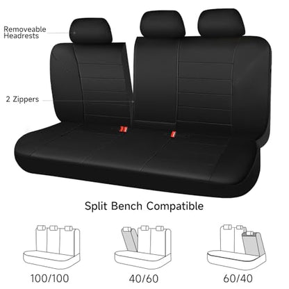 CAR PASS Neoprene Back Seat Cover, Universal Waterproof Bench Rear Seat Cover Universal Wetsuit Car Seat Cover Fit 95% Automotive Interior Covers for Cars Sedans SUVs (Rear,All Black) - color: Black rear
