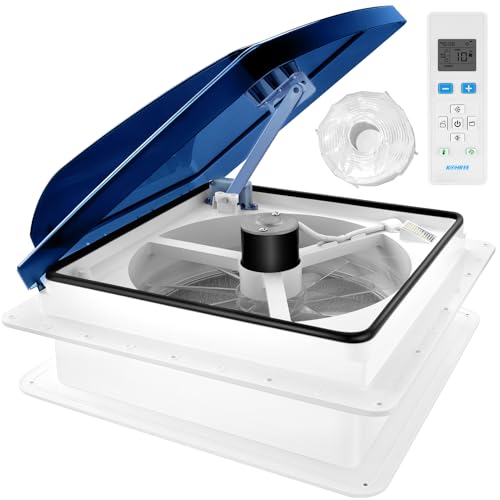 Kohree RV Roof Vent Fan 14x14, with Remote Control, Quiet 12V, Blue - color: Blue(With Remote)
