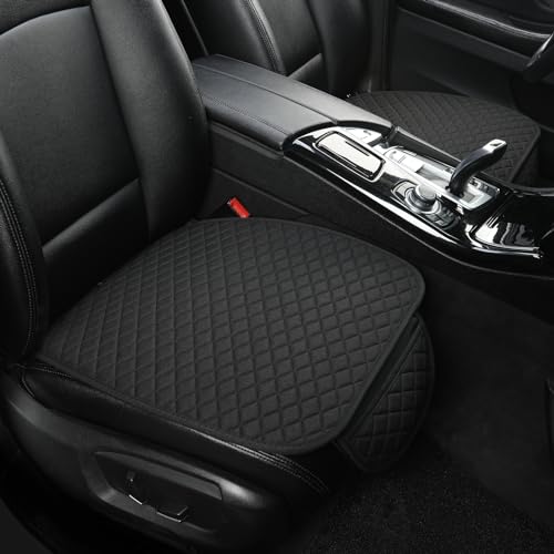 West Llama Linen Car Seat Covers,Bottom Seat Covers for Cars Include 1 Pair Front Driver Seat Pad Mat and 1 Rear Bench Cover Universal Fits 90% Vehicles,SUVs,Cars,Sedans(3Piece-Black) - color: Black, size: 2 Front Seat Covers+1 Rear Bench Seat Cover