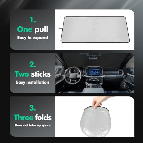 SCITOO 63 x 33.8 inches Sun Shade Sunshade Windshield Cover Front Window Shade Custom fit for Toyota for Chevrolet for GMC 1995-2000 Upgraded Summer Shade Blocks UV Rays Car Accessories