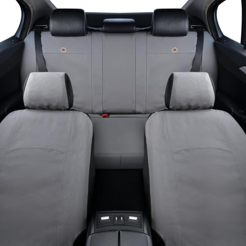 Coverado Universal Car Back Seat Covers - Canvas Rear Seat Cushions for Kids, Dogs & Most Vehicles - Gray - color: Gray, size: Rear