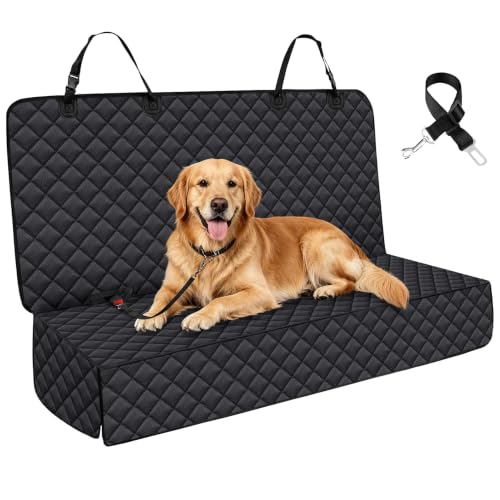 JSTHT Dog Car Seat Covers for Back Seat Waterproof Bench Seat Cover Protector Nonslip Durable Soft Pet Back Seat Covers for Car, Truck, & SUV (Black)