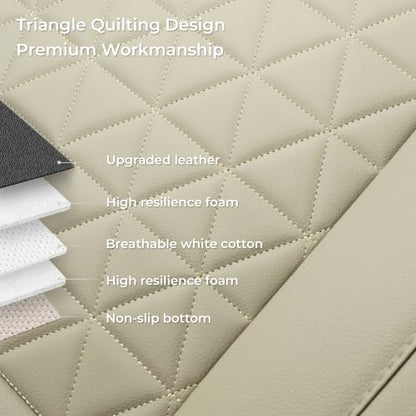 Black Panther Luxury Faux Leather Car Seat Cover Front Bottom Seat Cushion Cover, Anti-Slip and Wrap Around The Bottom, Fits 95% of Vehicles - 1 Piece,Stone Beige - color: Front Single Stone Beige A