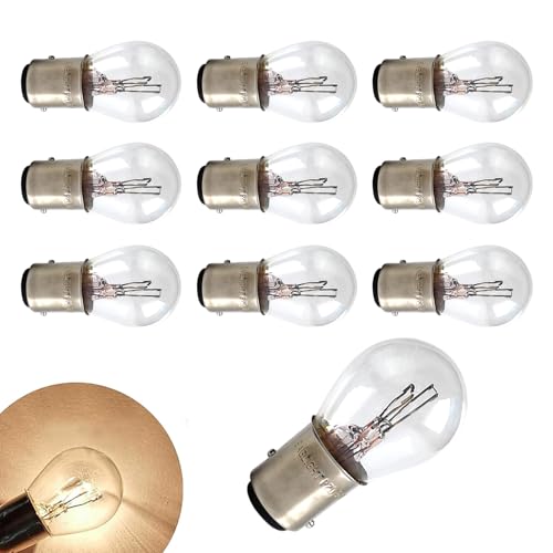 WZP 10PCS 1157 Tail Light Bulb, Universal Brake Light Bulb Compatible with P21/5W S25 BAY15D 7528 2357 2057 1016 1034 1076, Replacement for Marker Tail Running Parking Backup Lights (White) - color: White