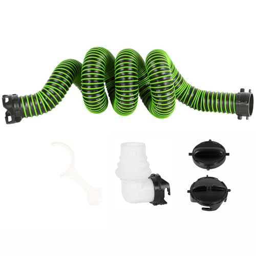 10FT RV Sewer Hose with Bayonet Fittings and 4-in-1 Adapter Elbow - color: Green, size: 10FT