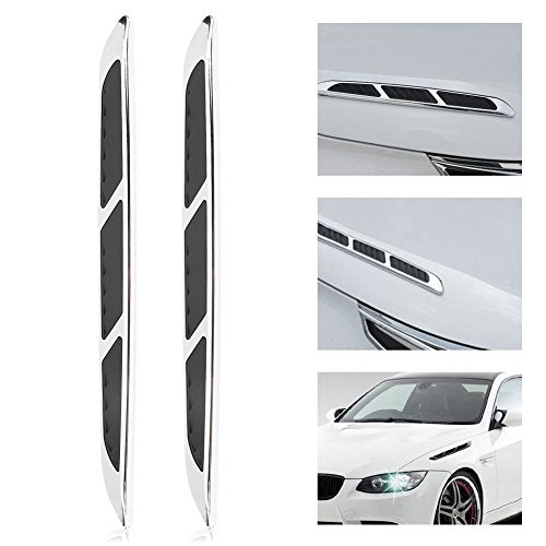 Car Air Flow Hood Vent, 2Pcs ABS Car Exterior Hood Side Door Air Flow Vent, Universal Hood Vent Intake Chrome Grille Side Scoop Hood Cover Intake Grille Decorative Trim Sticker