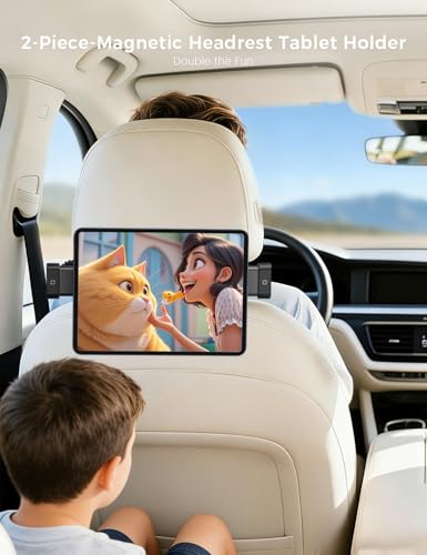 OHLPRO 2 Pack Tablet Holder for Car Headrest,Magnetic Tablet Mount for Car Backseat,Gifts Road Trip Essentials for Kids,Fits for All Device Like iPad Pro, Air, Mini, Galaxy, Fire HD