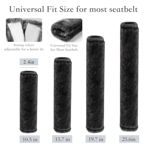 Amooca 25.6in Extra Long Furry Universal Car Seatbelt Cover Shoulder Pad - color: Dark Gray, size: 25.6in 1pack