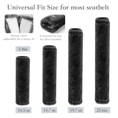 Amooca 25.6in Extra Long Furry Universal Car Seatbelt Cover Shoulder Pad - color: Dark Gray, size: 25.6in 1pack