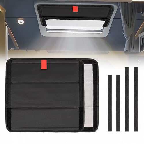RedCall Rv Skylight Cover Insulator,Rv Vent Covers for Roof,Black Sun Blackout Fabric (16 x 16 inch),Camper Accessories for Inside - size: 16" x 16" Black