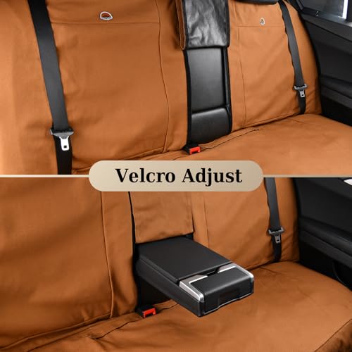 Coverado Universal Car Back Seat Covers - Canvas Rear Seat Cushions for Kids & Dogs, Fits Most Vehicles Trucks SUVs - Khaki - color: Khaki, size: Rear