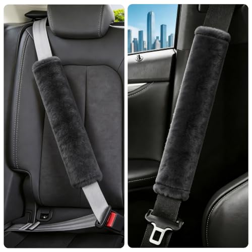 Amooca 15.7in Extra Long Furry Universal Car Seatbelt Cover Shoulder Pad - color: Dark Gray, size: 15.7in 1pack