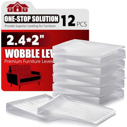 Flexible Plastic Shims 12pcs Kit Size Variety | Clear Leveling Kit for Home Improvement | Furniture Leg Stabilizers | Table & Toilet Shims - Trim-to-Fit Wedges | Stackable Design | Furniture Levelers - size: 2.4*2.0*0.28inch