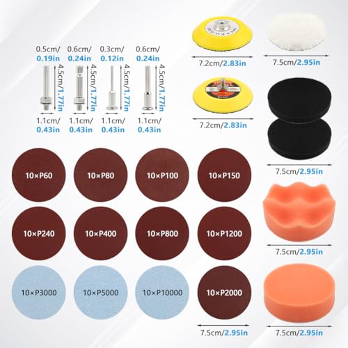 131 Pcs 3 Inch Sanding Discs Drill Polishing Kit, Drill Sanding Attachment