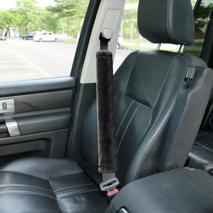 Amooca 25.6in Extra Long Furry Universal Car Seatbelt Cover Shoulder Pad - color: Dark Gray, size: 25.6in 1pack