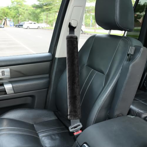 Amooca 25.6in Extra Long Furry Universal Car Seatbelt Cover Shoulder Pad - color: Dark Gray, size: 25.6in 1pack