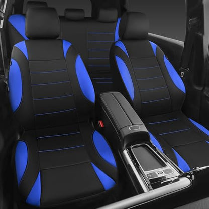 CAR PASS Neoprene Wetsuit Seat Covers, Waterproof Car Seat Covers Full Sets with 5mm Composite EVA, Universal Fit for Car Sedan, SUV Trucks Anti Slip with Airbag Compatible(Black Blue - color: Black blue