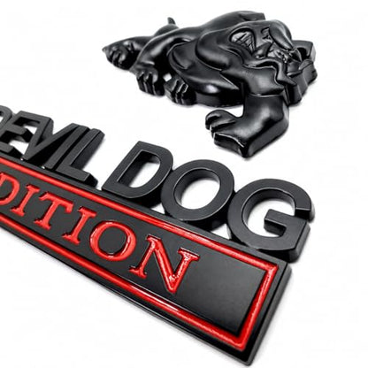 1Set Navy Devil Dog Bulldog 3D Metal Emblem Badge – Zinc Alloy Tailgate/Bumper/Fenders Decal for Car, Truck, SUV – Waterproof & Rustproof Nameplate Sticker Black/Red - color: Black/Red