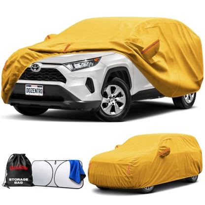 Waterproof Heavy Duty Car Cover Custom Fit Toyota RAV4(2005-2026), Outdoor Covers with Cotton Liner and Breathable Ventilation Mesh, Full Exterior Cover Sun Rain UV Protection with Door Zipper - size: Custom fit Toyota RAV4