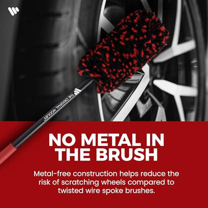 Wheel Woolies Car Detailing Brush - 18” No-Scratch Car Wheel Brush with Anti-Slip Grip Handle | Clean Wheels, Rims, Small Slots, & Brake Dust Crevices | Made in USA