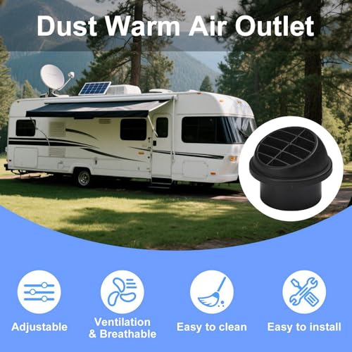 Blueshyhall 90mm Warm Air Vent Outlet, 2PCs Auto Heater Duct Hose Pipe 360 Degrees Rotatable for Car Bus Boat RV ATV - size: Round 90mm
