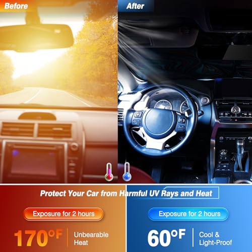 Car Windshield Sun Shade UV Reflector Foldable Front Window SUV - color: Black