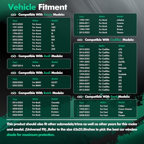 SCITOO 63 x 33.8 inches Sun Shade Sunshade Windshield Cover Front Window Shade Custom fit for Toyota for Chevrolet for GMC 1995-2000 Upgraded Summer Shade Blocks UV Rays Car Accessories