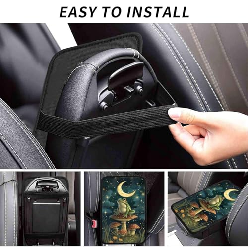 Universal Car Center Console Cushion Pad, Mushroom Moon Frog Soft Waterproof Car Center Console Cover Auto Armrest Seat Box Cover Protector for Most Vehicle SUV Truck Car - color: Mushroom Moon Frog
