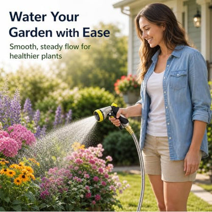 Metal Garden Hose 50 ft – 304 Stainless Steel Water Hose with Nozzle Sprayer, Garden Hoses Flexible, Lightweight, No Kink, Heavy Duty for Outdoor (50 ft) - size: 50 Feet
