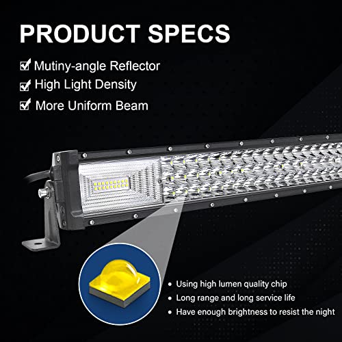RIGIDON 32 Inch 405W Curved LED Light Bar with Wire Harness, 7D Triple Row Flood Spot Combo 40500LM Light Bar Waterproof Driving Boat Offroad LED Work Light for ATV UTV Truck Roof Bumper - size: 405W+Harness