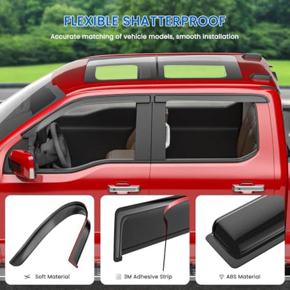Window Visors Rain Guards Fits 2009-2014 Ford F150 SuperCrew Cab - size: 2009-2014 Ford F150 SuperCrew Cab