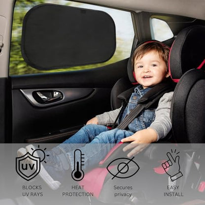 LUXAIL Car Window Shades for Baby 19”x12” (4 Pack) - Blocks 99.98% UVR, Sun Protection and Sun Shade Blocker, Glare Shield Protection, Side Car Window Screens, Mesh Window Covers, Window Cling - size: 4 Pack (19 x 12)