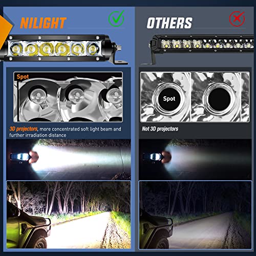 Nilight Led Pods 7 Inch 30W Super Slim Spot LED Light Bar Off Road Lights Driving Fog Lights with 16AWG Wiring Harness Kit-2 Leads for Van Camper Car Pickup Golf Cart ATV UTV SUV Truck Boat 4x4 - color: White 30W Spot
