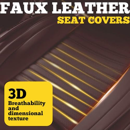 LINGVIDO Car Seat Covers Full Set, Faux Nappa Leather, for Sedans and SUVs - color: Brown, size: Full set