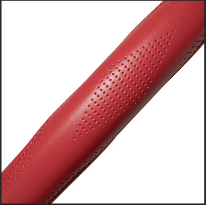 HAOKAY Top Grade Red Genuine Leather Steering Wheel Cover Women, Luxury Steering Wheel Cover for Cars, SUVS and Trucks，Universal 14.5-15 inch - color: RED