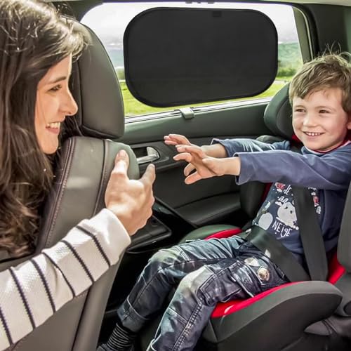 LUXAIL Car Window Shades for Baby 19”x12” (4 Pack) - Blocks 99.98% UVR, Sun Protection and Sun Shade Blocker, Glare Shield Protection, Side Car Window Screens, Mesh Window Covers, Window Cling - size: 4 Pack (19 x 12)