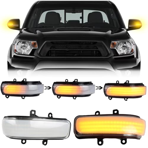 Clear LED Side Mirror Marker Lights Compatible with 2012-2015 Toyota Tacoma, 2013-2020 Sienna, 2010-2013 4Runner, 2009-2012 RAV4 SUV - Amber Dynamic Turn Signal Indicator Lamp Assembly(CLEAR) - size: CLEAR
