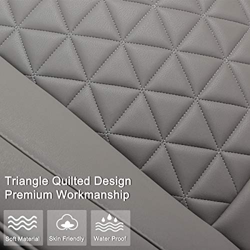 Black Panther Luxury PU Leather Rear Car Seat Cover Adjustable Length (49-55'') Back Bench Seat Protector Fits 90% Standard Two-seat Rear Row, for Seat Bottom Only, Triangle Quilted Design, Gray - color: Rear Gray