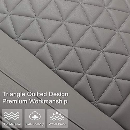 Black Panther Luxury PU Leather Rear Car Seat Cover Adjustable Length (49-55'') Back Bench Seat Protector Fits 90% Standard Two-seat Rear Row, for Seat Bottom Only, Triangle Quilted Design, Gray - color: Rear Gray