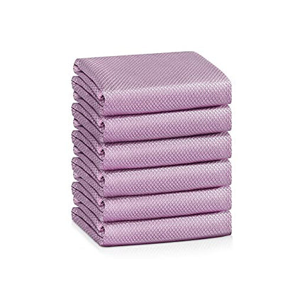 Easy Clean Fish Scale Nanoscale Cleaning Cloth,Streak Free Microfiber Glass Cleaning Cloths for Window Mirrors Windshields,Lint Free Microfiber Polishing Cleaning All-Purpose Towel Pack of 6(Purple) - color: Purple 6p