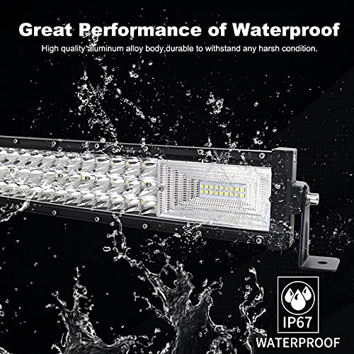 RIGIDON 32 Inch 405W Curved LED Light Bar with Wire Harness, 7D Triple Row Flood Spot Combo 40500LM Light Bar Waterproof Driving Boat Offroad LED Work Light for ATV UTV Truck Roof Bumper - size: 405W+Harness