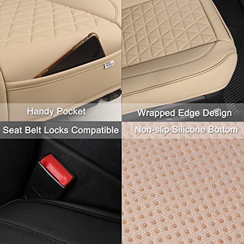 Black Panther 1 Pair Luxury Car Seat Covers Front Bottom Seat Cushion Covers, Anti-Slip and Wrap Around The Bottom, Fit 95% of Vehicles - Beige - color: Front Pair Beige