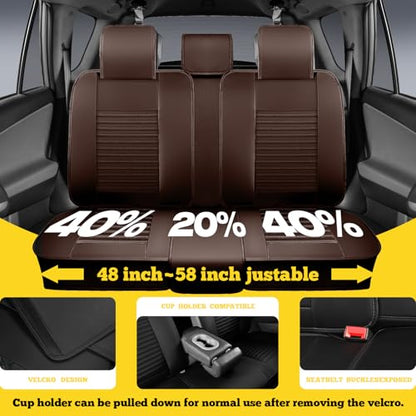 LINGVIDO Car Seat Covers Full Set, Faux Nappa Leather, for Sedans and SUVs - color: Brown, size: Full set