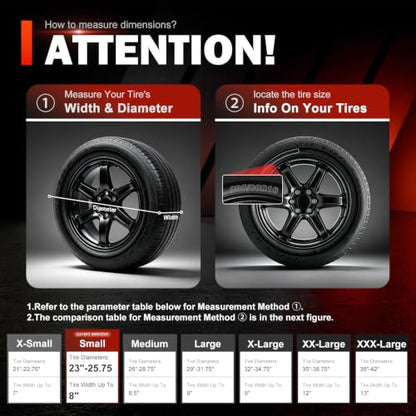 Explore Land Tire Covers 4 Pack Fit Tire Diameters 23-25.75 inch, Charcoal - size: S (Fits Tire Diameters 23''-25.75''), style: Charcoal - 4 Pack