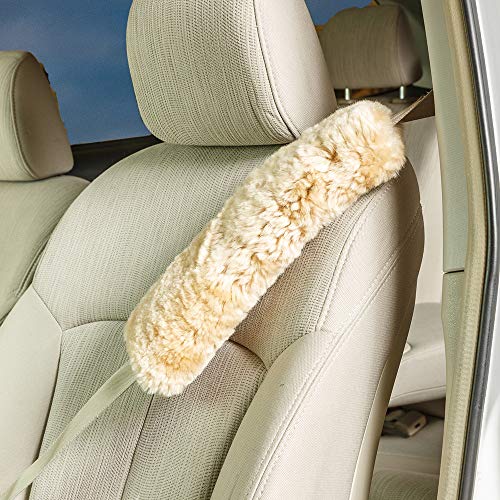 Soft, Comfortable Universal Fitting Genuine Merino Sheepskin Seat Belt Shoulder Cover Pad for Adults, Children, Youth. Multiple Colors Available - Engel (Camel) - color: camel