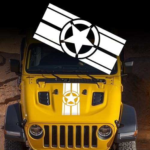 TOMALL 35'' Star Car Sticker Decal for Car Hood Auto Five-Pointed Star Graphics Military Star Stickers US Army Star for SUV Off-Road Vehicles Car Body Side Door Trunk Universal Vinyl Stickers (White) - color: White