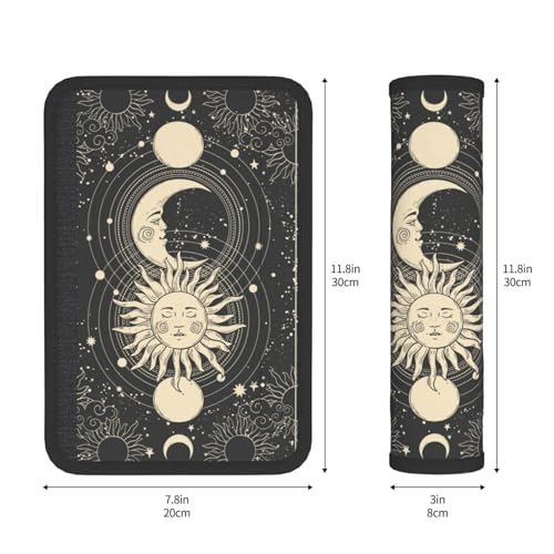 Vintage Sun Moon Stars 2PCS Car Seat Belt Cover – Super Soft Seatbelt Shoulder Protection Cushion, Comfortable Car Seat Belt Strap to Protect Your Neck and Shoulder